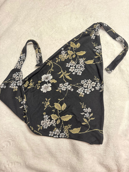 Black Floral Headscarf
